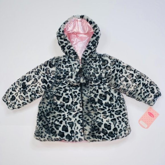 Bon bébé Faux Fur Leopard Winter Coat Size 12 months - Picture 1 of 6